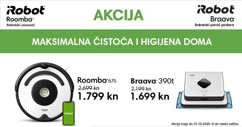 Banner akcija Roomba 675 + Braava 390t
