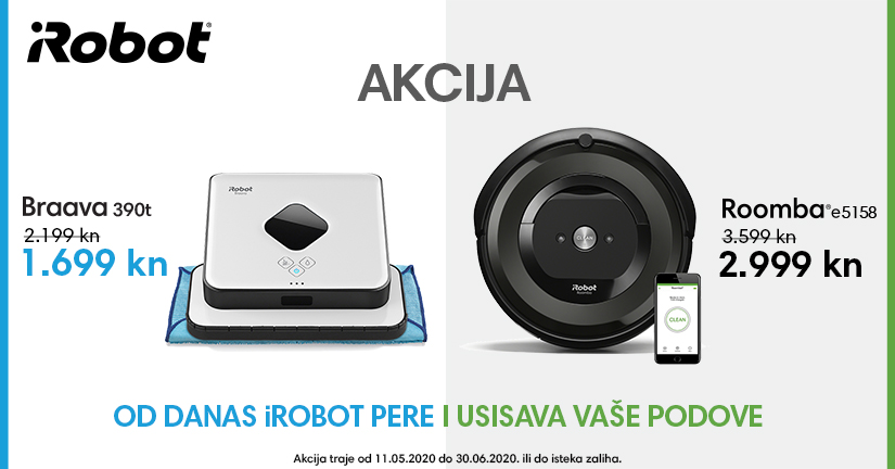 Banner akcija Roomba e5158 + Braava 390t